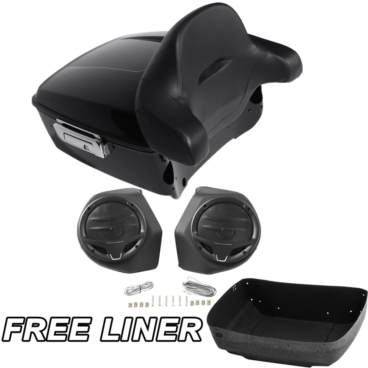 King Trunk Backrest Pad &Speakers Fit For Harley Touring Road Glide King 2014-25