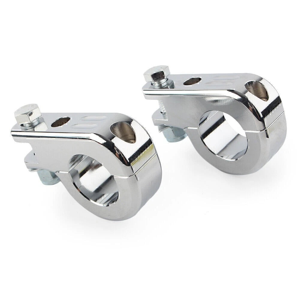 US 1.25" Highway Foot Peg Mounting P Clamps for Harley Dyna Engine Bars Chrome