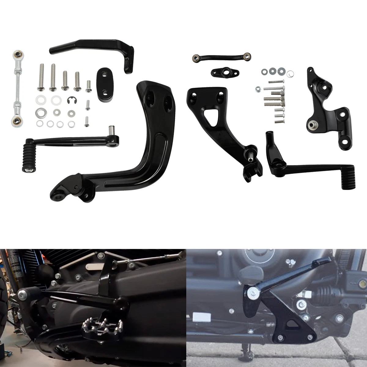 Mid Controls Shift & Brake Side Kit Fit For Harley FLSB FXFB FXFBS 2018-Up Black