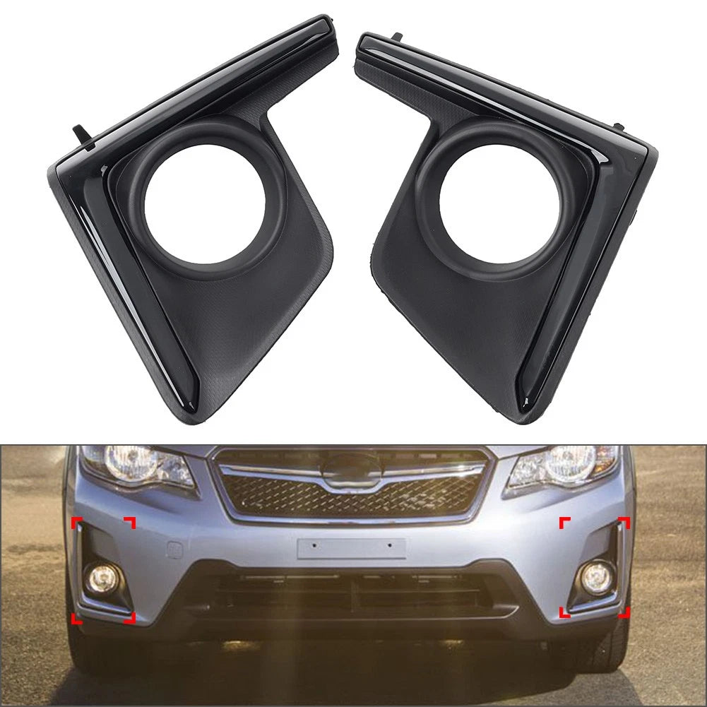 2pcs Front Bumper Fog Light Bezel Cover Black For Subaru Crosstrek 2016-2017
