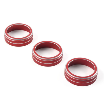3x AC Climate Control Ring Knob Cover Red For VW Golf Jetta Tiguan Passat Atlas