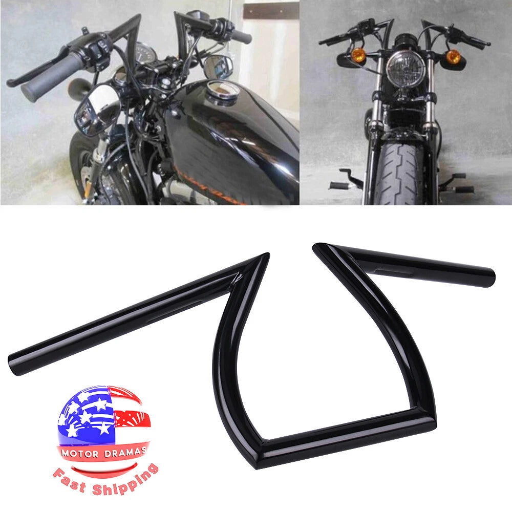 Gloss Black 1'' Z Bar Handlebar Drag Bar For Harley Sportster XL 883 1200 Bobber