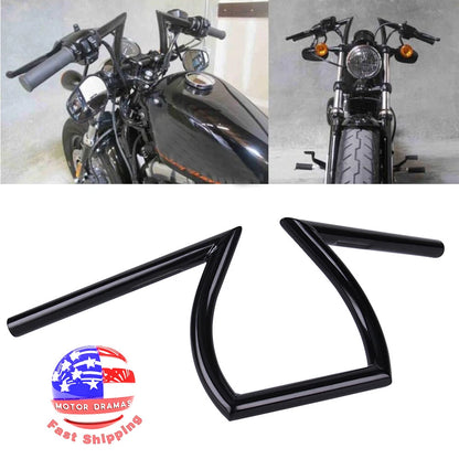 Gloss Black 1'' Z Bar Handlebar Drag Bar For Harley Sportster XL 883 1200 Bobber
