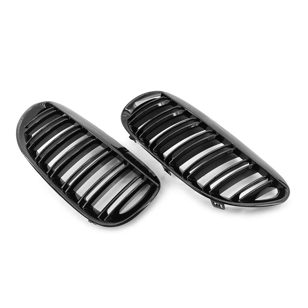 2PCS Front Kidney Bumper Grille For BMW E63 E64 650i M6 2004-2010 Gloss Black US
