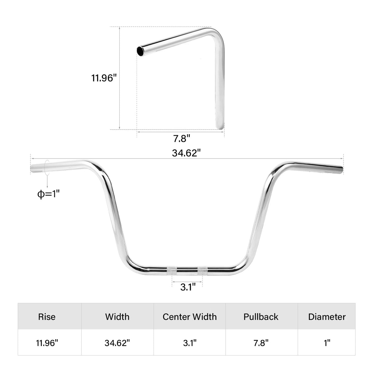 12" Rise Ape Hanger 1" Handlebar Fit For Harley Softail Dyna FLST FXST Sportster