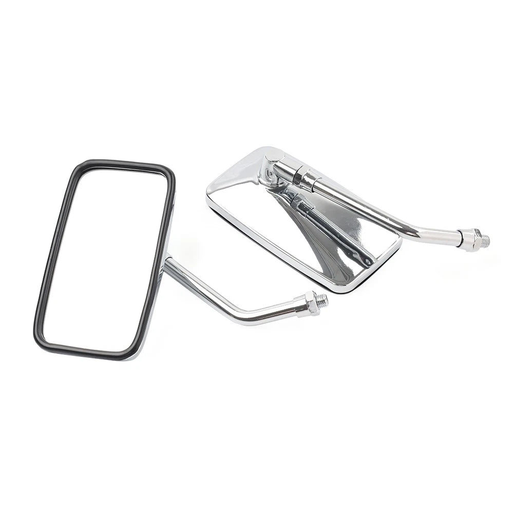 10mm Rectangle Rearview Side Mirrors Chrome For Honda Magna 700 VF700C VF750CD