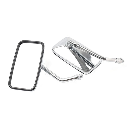 10mm Rectangle Rearview Side Mirrors Chrome For Honda Magna 700 VF700C VF750CD