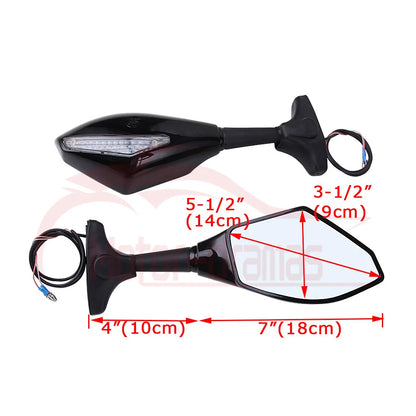 Motorcycle Led Intergrated Turn Signal Side Mirrors for Suzuki Ducati Sport Bike