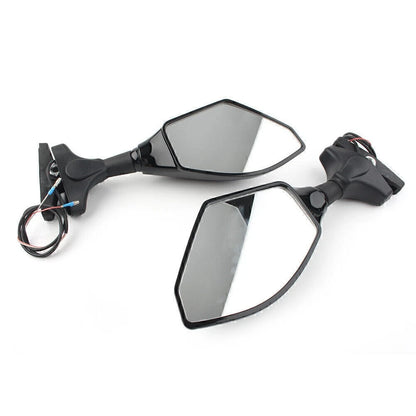Rearview Mirrors W/ LED Turn Signal Indicator For Ducati Honda Kawasaki Yamaha