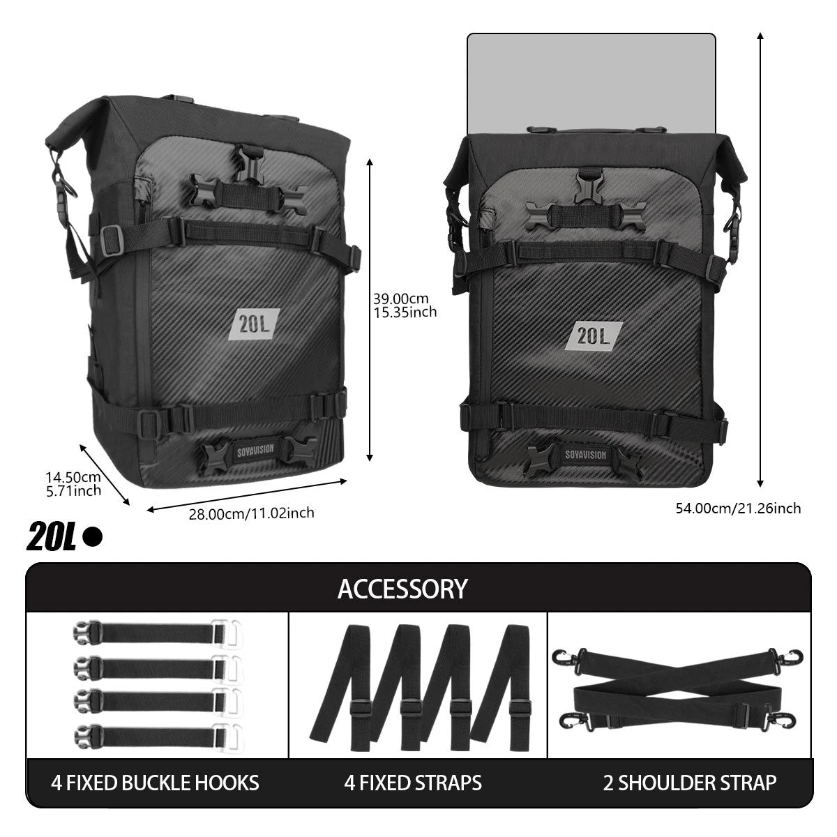 20L Motorcycle Rear Seat Bag Tail Luggage Storage Backpack For Harley BMW Honda