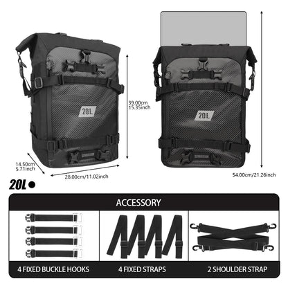 20L Motorcycle Rear Seat Bag Tail Luggage Storage Backpack For Harley BMW Honda