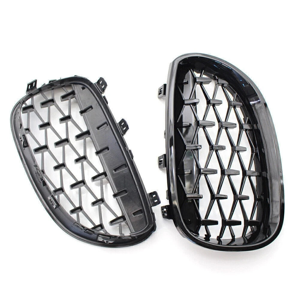 Front Kidney Grill Diamond Meteor Black For BMW E60 03-09 5 Series Gloss Car US