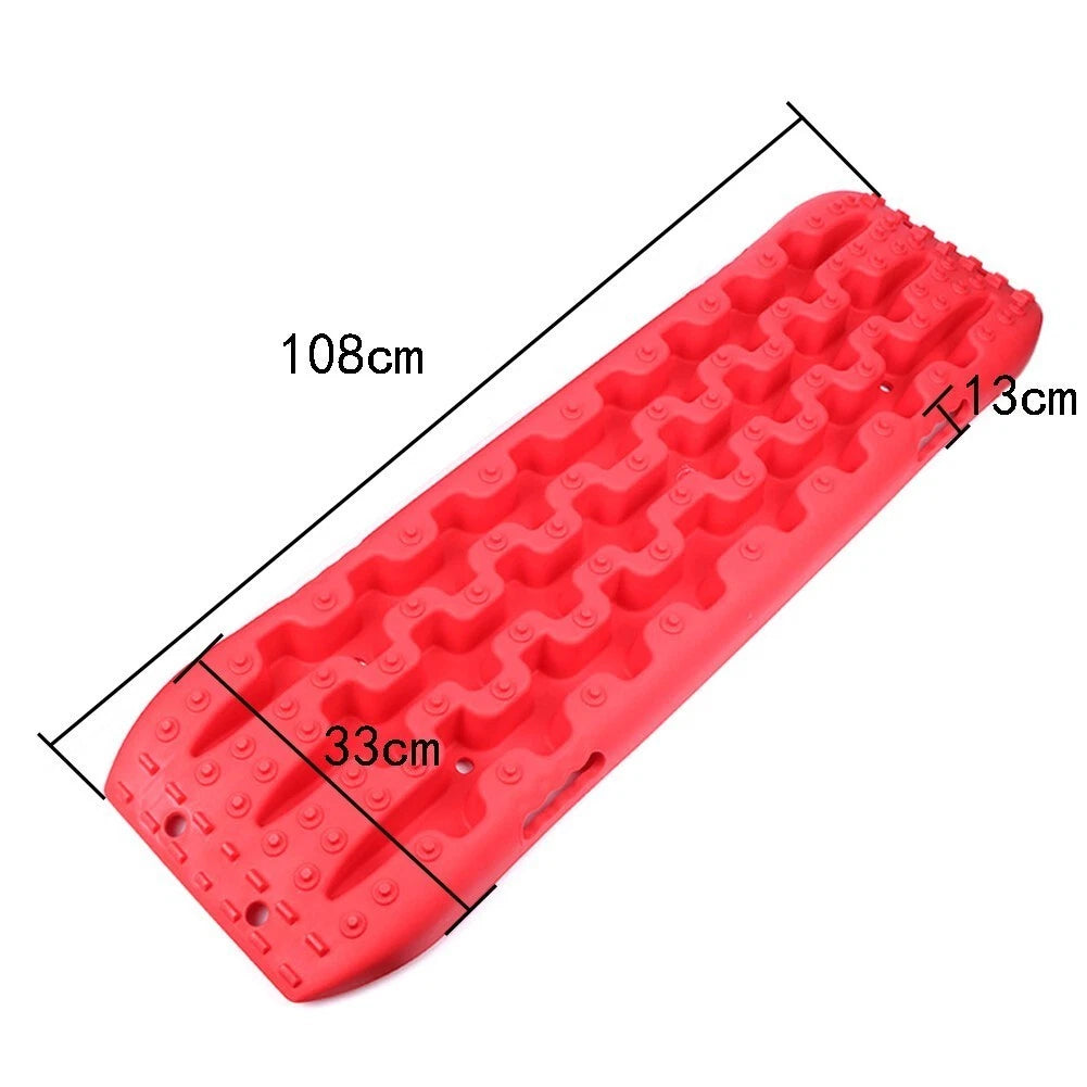 Red 2X Recovery Traction Sand Tracks Snow Mud Track Tire Ladder 4WD Off Road