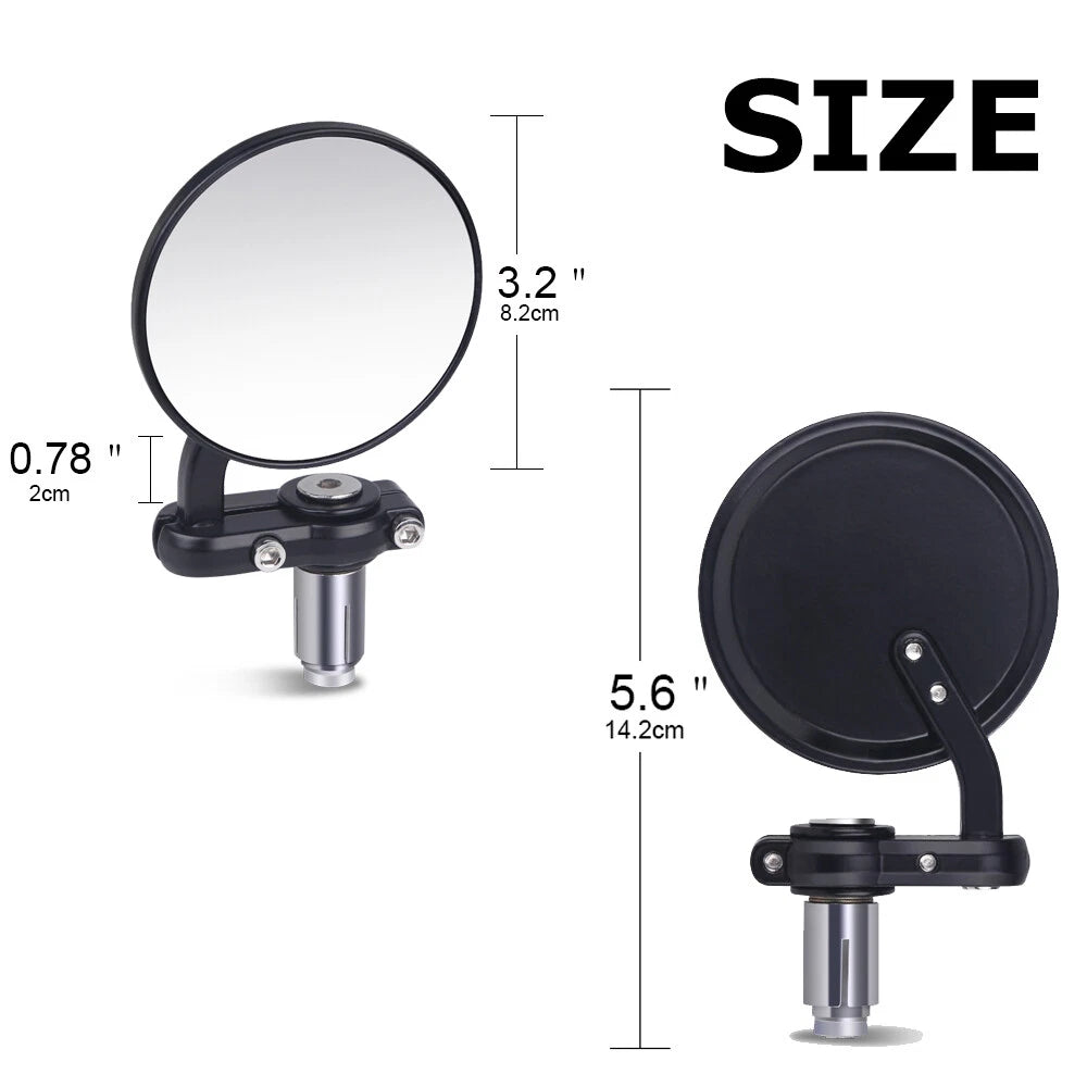 7/8" Folding Bar End Motorcycle Mirrors Aluminum Black Right and Left Cafe Racer
