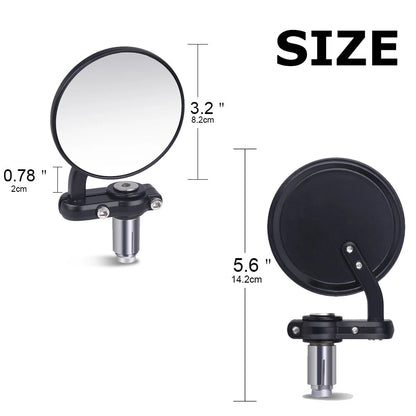 7/8" Folding Bar End Motorcycle Mirrors Aluminum Black Right and Left Cafe Racer