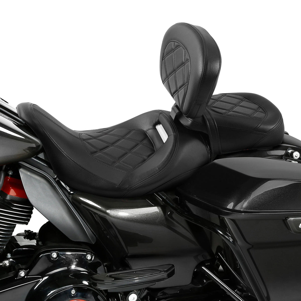 Black Driver Rider Passenger Seat &&Backrest Pad Fit For Harley Road Glide 09-23
