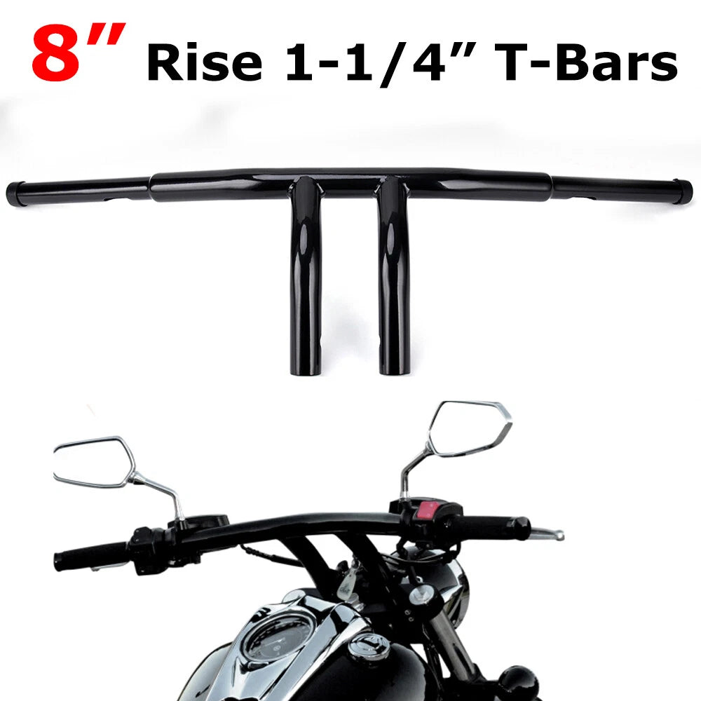 Dimpled Fat 1-1/4" 8" Rise T-Bars Handlebars Drag Bars For Harley Motorcycle