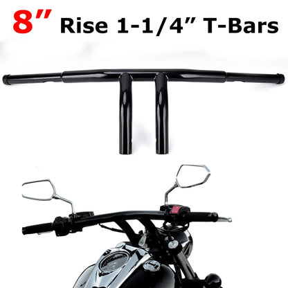 Dimpled Fat 1-1/4" 8" Rise T-Bars Handlebars Drag Bars For Harley Motorcycle