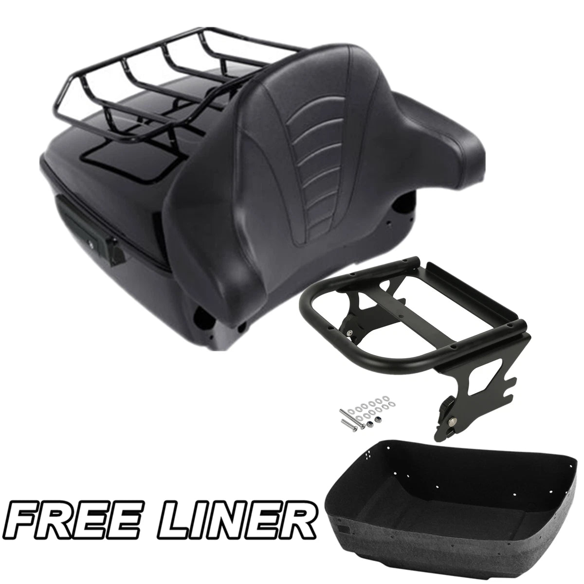 Black King Trunk Pad Mount Rack Fit For Harley Touring Glide 97-08