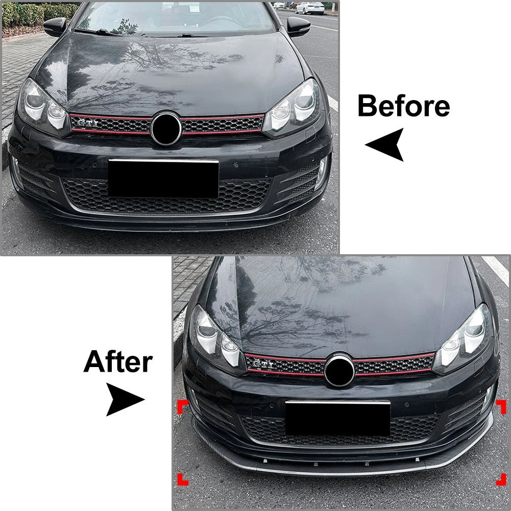 ABS Glossy Black Front Bumper Lip Splitter For VW Golf MK6 2010-2013