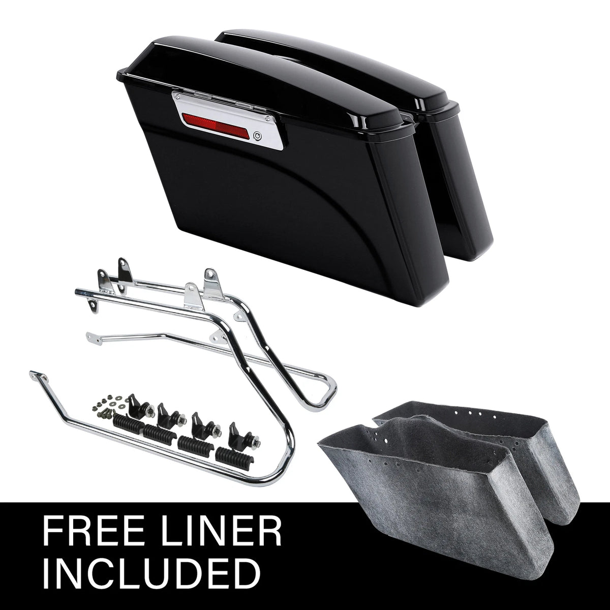Hard Saddle Bags Bag W/ Chrome Conversion Brackets For HARLEY Heritage Softail