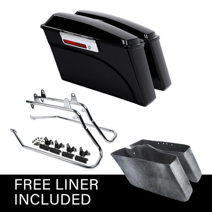 Hard Saddle Bags Bag W/ Chrome Conversion Brackets For HARLEY Heritage Softail
