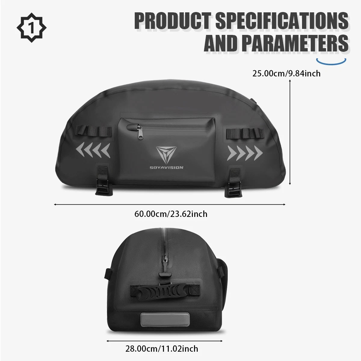 Waterproof Motorcycle Tail Bag Universal Rear Back Seat Bag Black for Harley BMW