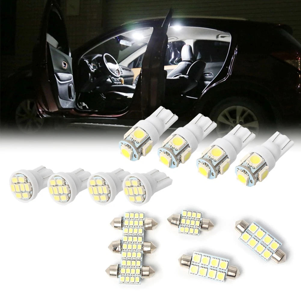 14 Pcs White LED Interior Package Kit For T10 5SMD Map Dome License Plate Light