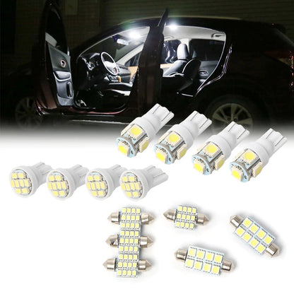 14 Pcs White LED Interior Package Kit For T10 5SMD Map Dome License Plate Light