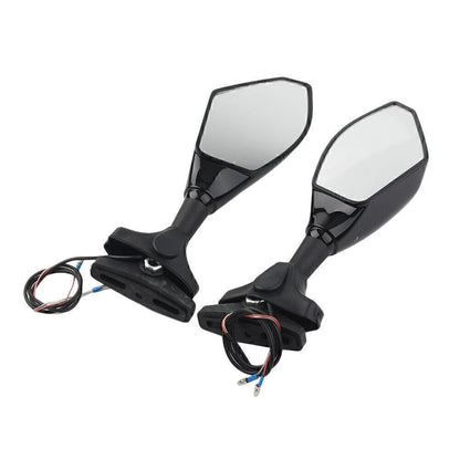 Rearview Mirrors W/ LED Turn Signal Indicator For Ducati Honda Kawasaki Yamaha