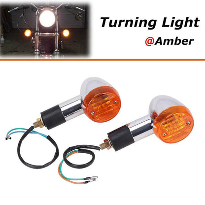 Pair Motorcycle Turn Signal Light Amber Chrome Brake Running Tail Light Bullet U