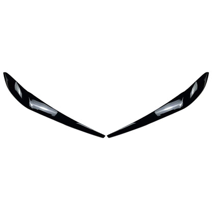 Front Headlight Eyebrow Eyelid Cover Gloss Black For BMW X3 F25 X4 F26 2014-2017