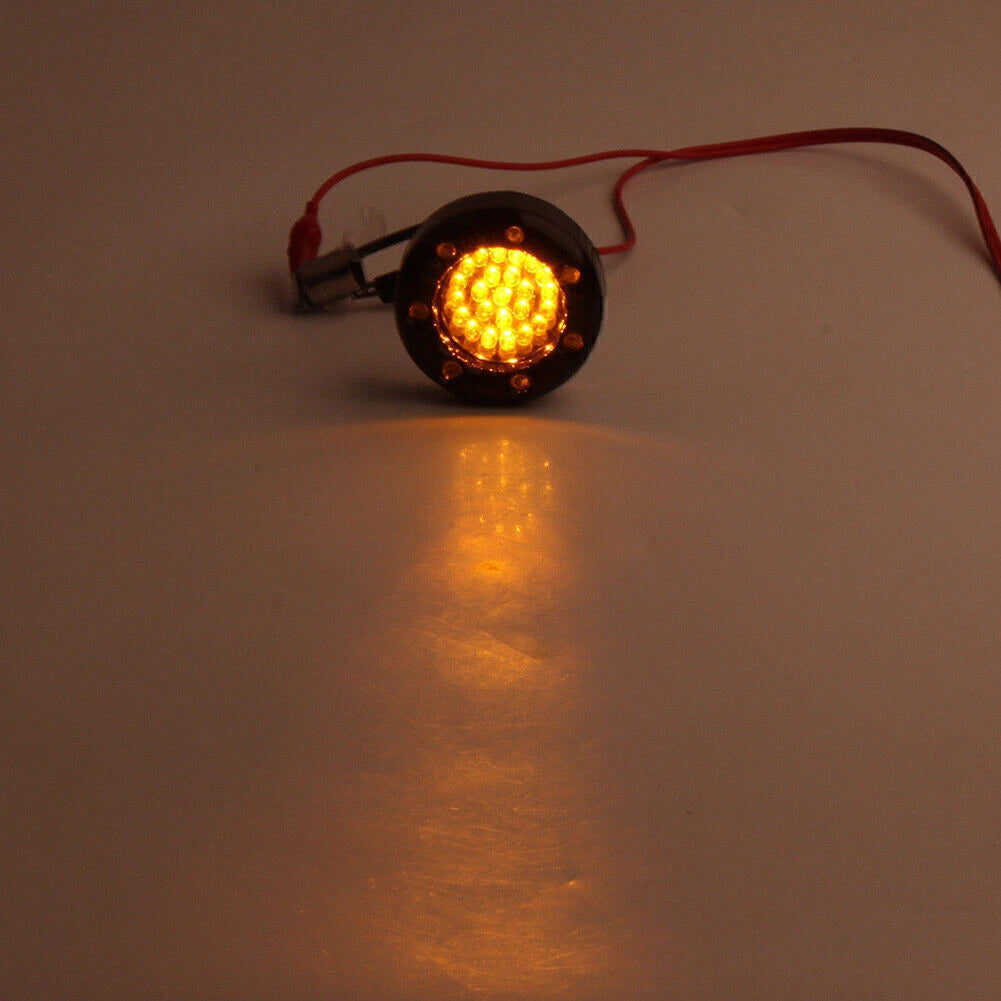 Fit Harley Softail Dyna LED Black Fire Ring Turn Signals Lights Bulbs Lamps