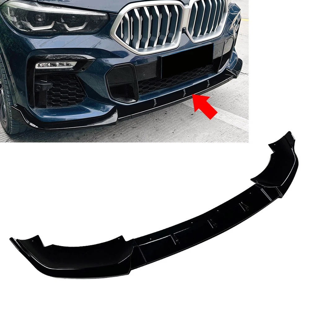 Glossy Black Front Bumper Splitter Spoiler Lip For BMW X6 G06 M Sport 2019-2023