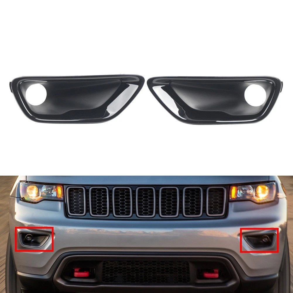 2pcs Front Glossy Fog Light Lamp Cover Bezel For Jeep Grand Cherokee 2017-2021