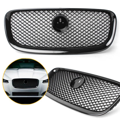 Front Center Upper Grille Glossy Black For Jaguar XF XFR 2012-2015