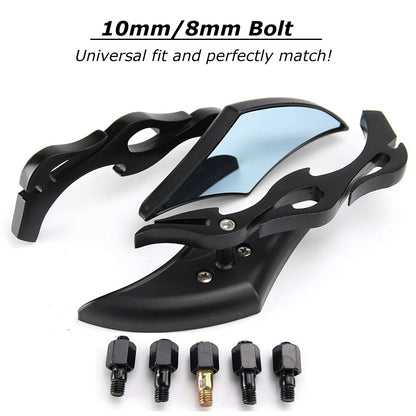Black Motorcycle Mirrors For Harley Touring Street Glide Road King Softail Dyna