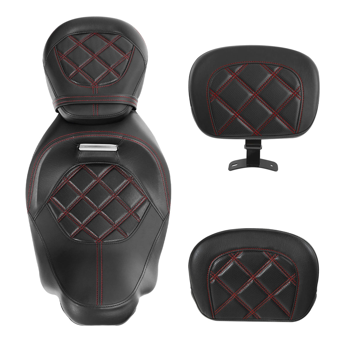 Driver & Passenger Seats Backrest Fit For Harley Electra Glide 2009-23 Black Red
