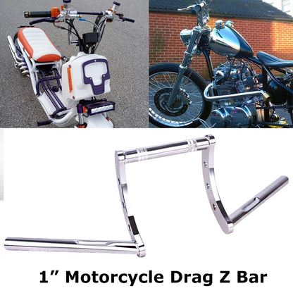Chrome Drag Handlebar 1" Z Bars For Harley Sportster XL 883 1200 Softail Dyna US