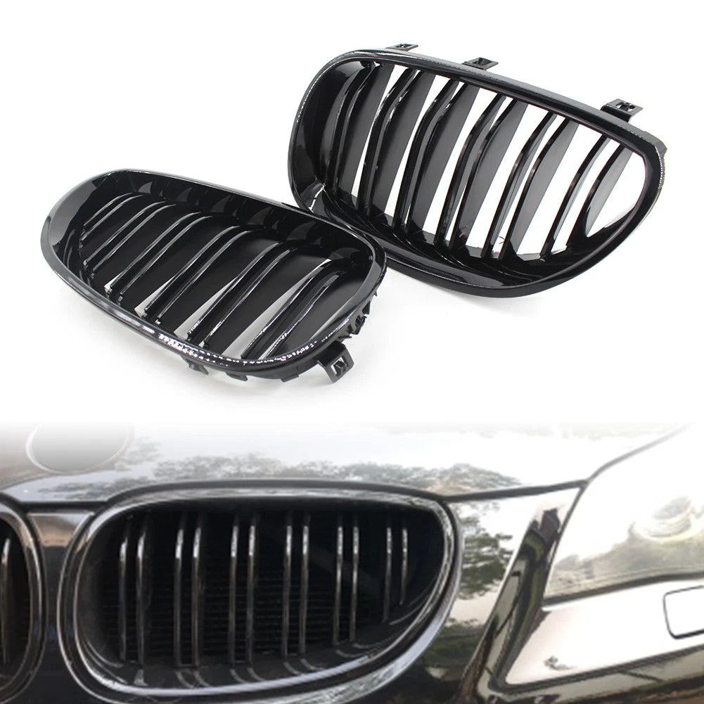 2 x Gloss Black Car Front Grilles Fit For BMW 5 Series E60/E61 2003-2009