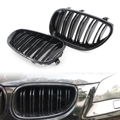 2 x Gloss Black Car Front Grilles Fit For BMW 5 Series E60/E61 2003-2009