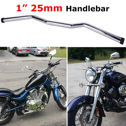 1" 25mm Motorcycle Handlebar Flat Drag Bars For Harley Chopper Bobber Cafe Racer