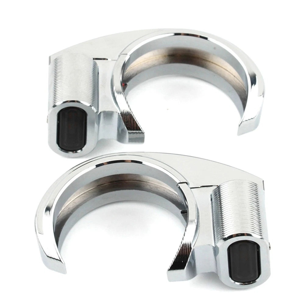 Front Turn Signal Light For Harley 39-41mm Front Fork Chrome Housing Smoke Lens