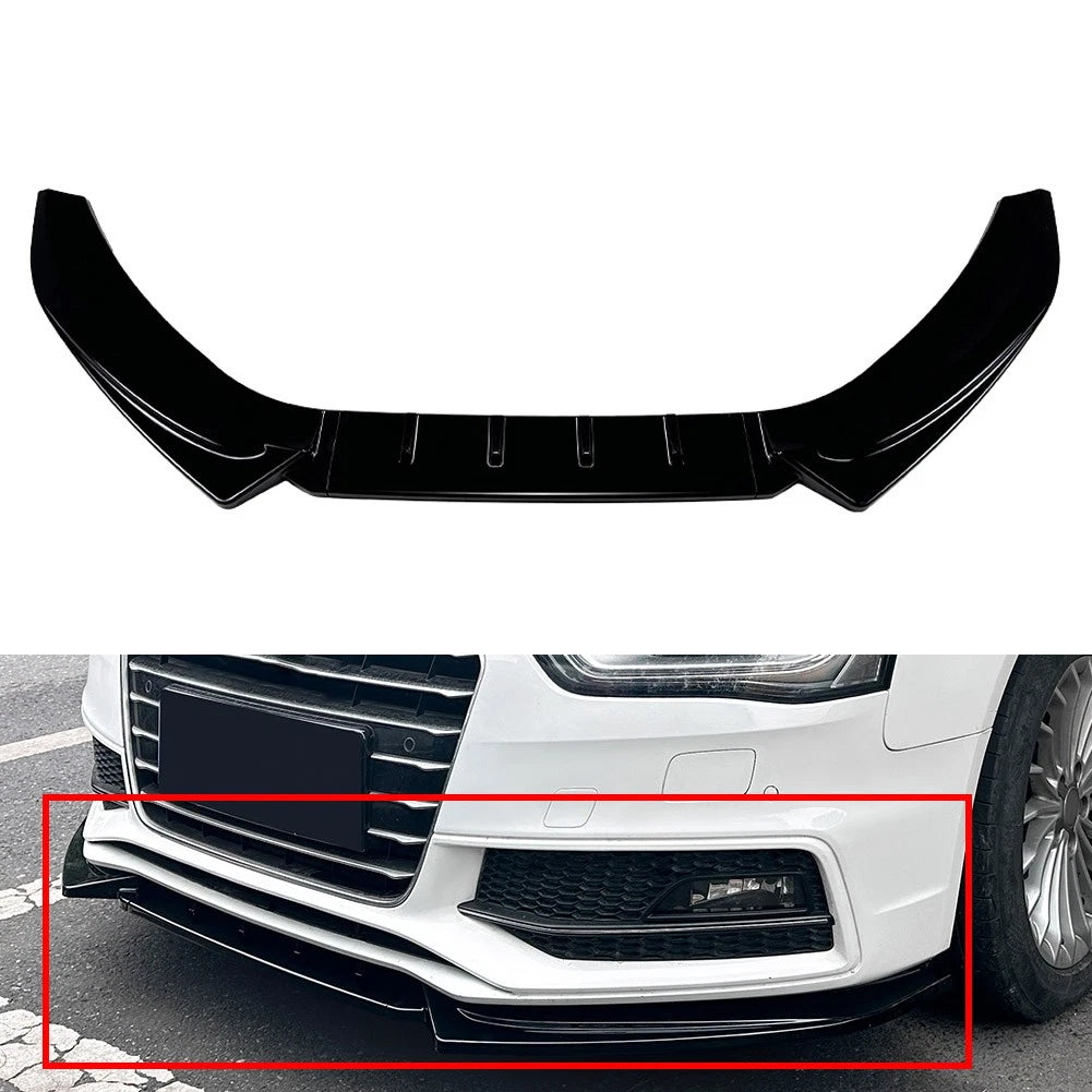 Glossy Black Front Bumper Lip Splitter For Audi A4 S4 B8.5 2013-2016