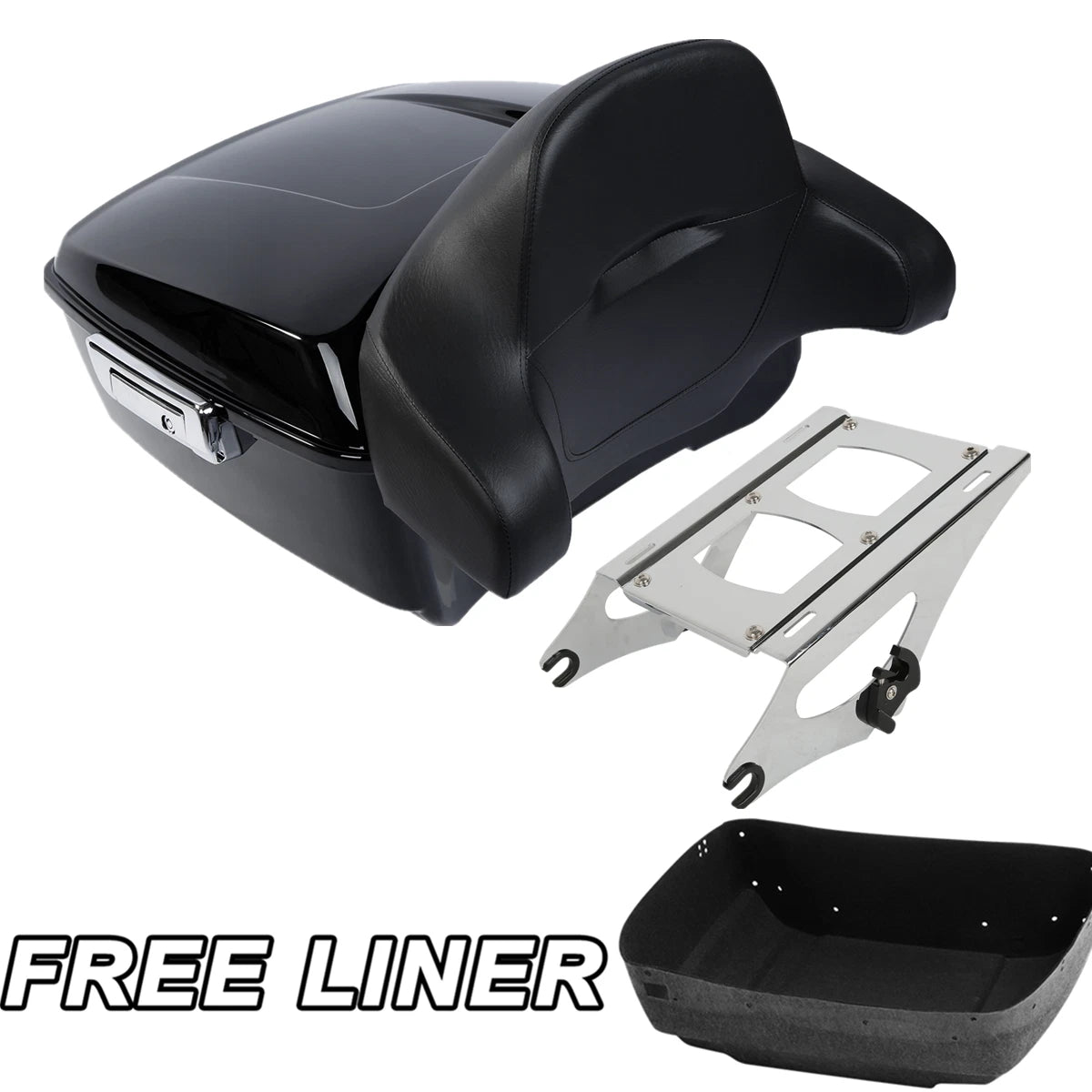 King Trunk Backrest Pad Mount Rack Fit For Harley Electra Road Glide 2014-Up 15