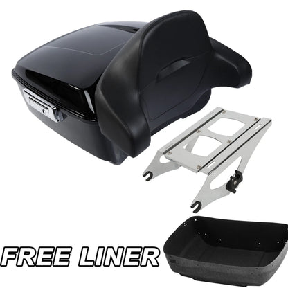 King Trunk Backrest Pad Mount Rack Fit For Harley Electra Road Glide 2014-Up 15