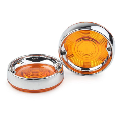 Fit Harley Touring Road Glide Turn Signal Bezels Visor Amber Lens Cover Chrome