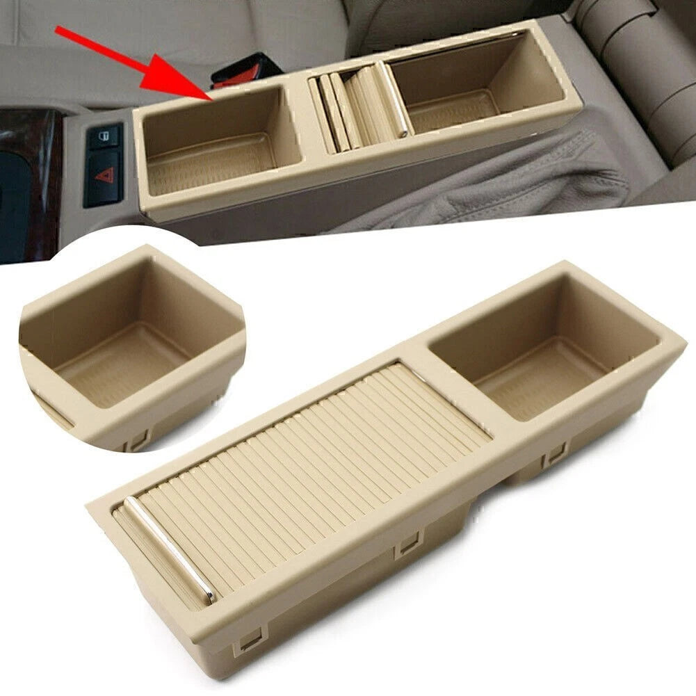 Front Center Console Storage Box Drink Cup Holder for BMW E46 3 Series Beige