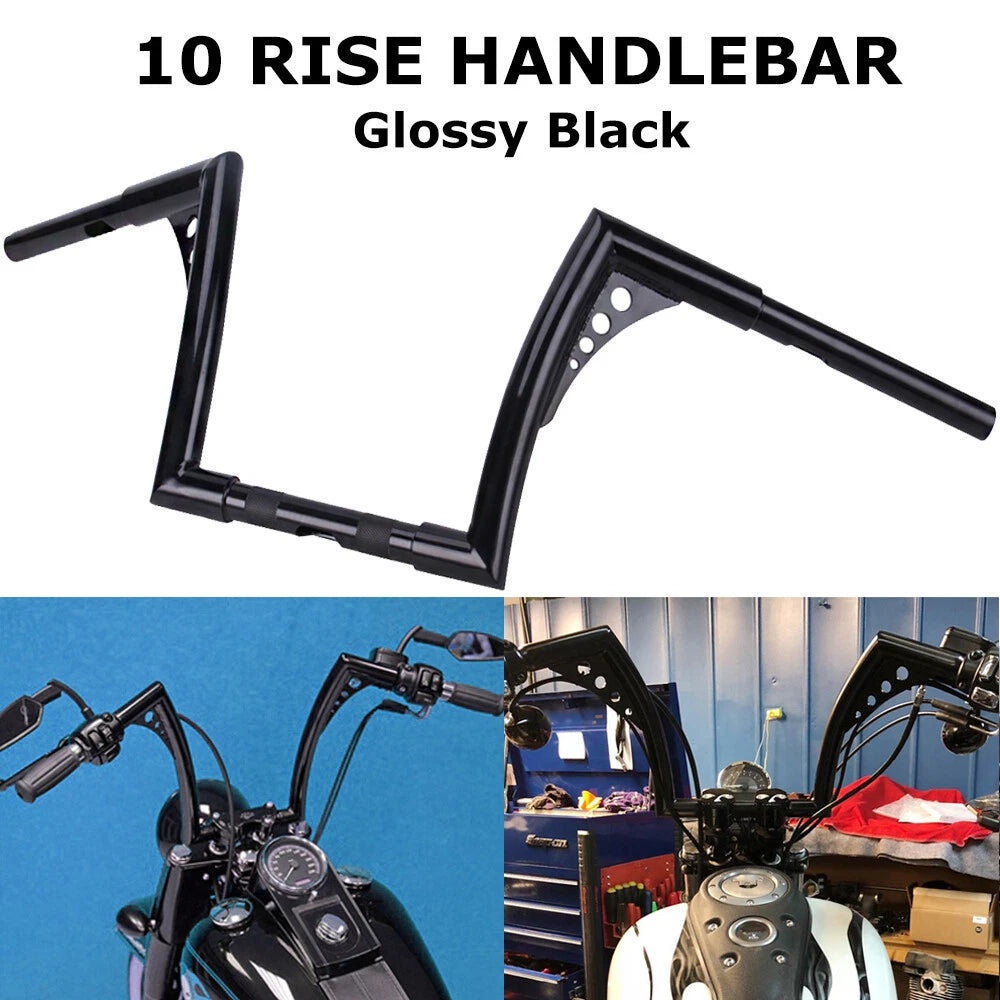 10" Rise 1 1/4" Handlebar Ape Hanger Bar For Harley Touring Softail Sportster XL