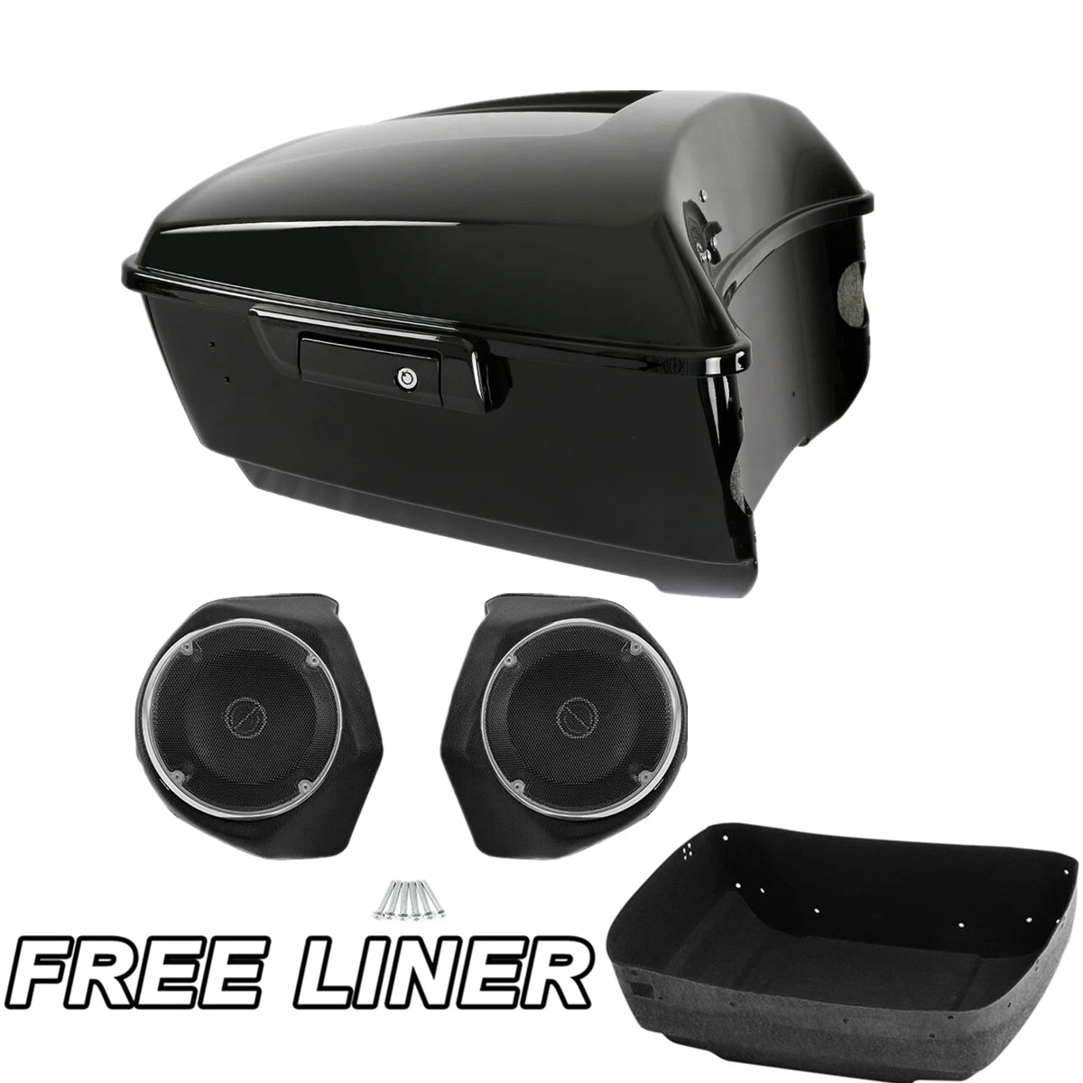 King Trunk &Speakers Fit For Harley Touring Street Road Glide King 2014-Up Black
